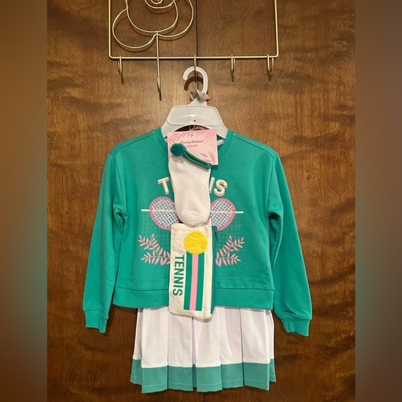 Tommy Bahama Active 4 Piece Embellished Tennis Set Girls XS 4 Skort & Sweatshirt - Picture 1 of 16